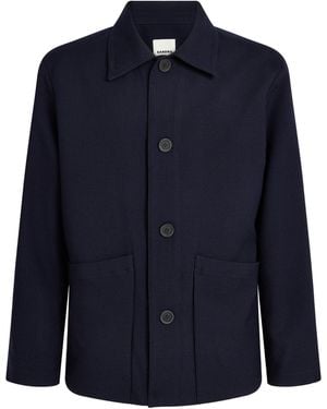 Sandro Wool Worker Overshirt - Blue