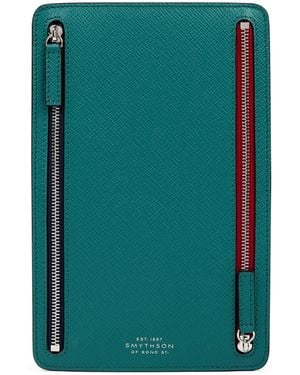 Smythson Panama Leather Multi-Zip Wallet - Green