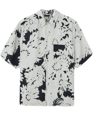 AllSaints Organic Cotton-Linen Girona Shirt - Grey