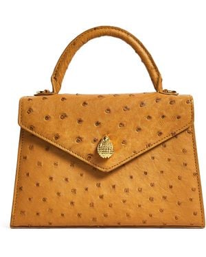 Ethan K Mini Ostrich Leather Alla Top-handle Bag - Brown