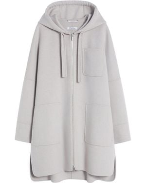 Max Mara Virgin Wool Hooded Coat - Grey