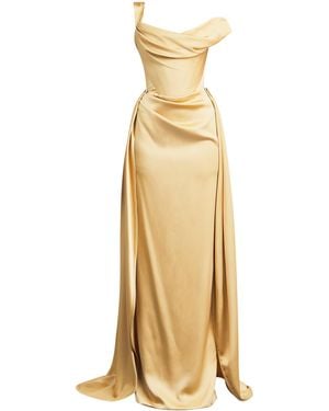 Vivienne Westwood Satin One-Shoulder Nova Grace Gown - Metallic