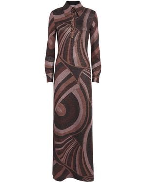 PUCCI Lurex Jersey Iride Print Maxi Dress - Brown