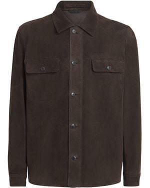 Sunspel Suede Overshirt - Brown