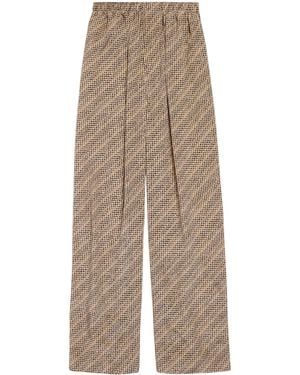 Balenciaga Silk Monogram Trousers - Natural