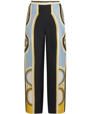 La DoubleJ Silk Club Wide-Leg Pants - Blue
