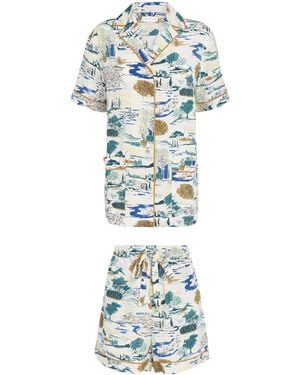 Olivia Von Halle Silk Ingo Landscapes Pyjama Set - Blue