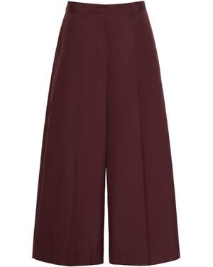 Max Mara Cotton Poplin Wide-Leg Trousers - Purple