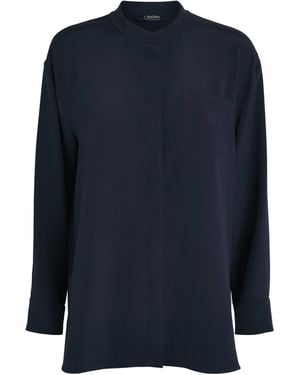 Max Mara Silk-Blend Long-Sleeve Shirt - Blue