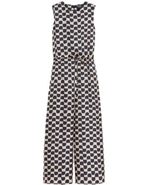 Max Mara Silk Printed Ronchi Jumpsuit - White