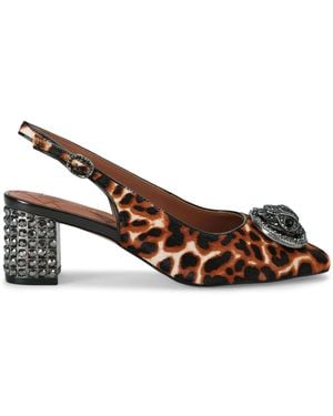 Kurt Geiger Leopard Print Chelsea Slingback Court Shoes - Brown