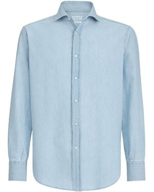 Brunello Cucinelli Denim-Effect Chambray Shirt - Blue