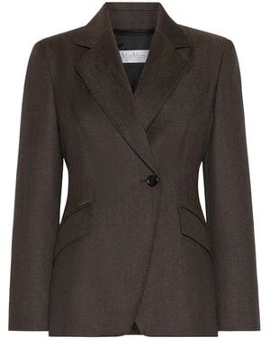 Max Mara Wool Diagonal-Front Blazer - Black