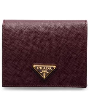 Prada Small Saffiano Leather Bifold Wallet - Purple