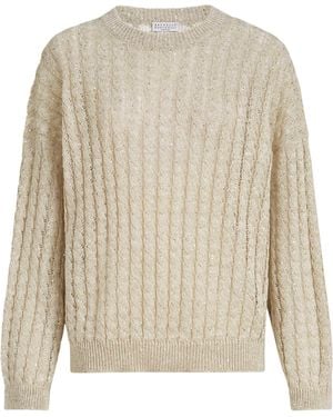 Brunello Cucinelli Linen-Blend Sparkling Jumper - White