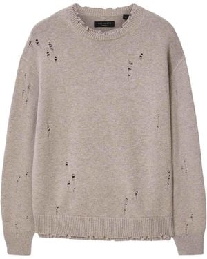 AllSaints Cotton Distressed Wolf Jumper - Grey