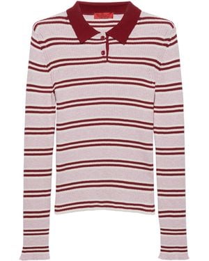 MAX&Co. Rib-Knit Stripe Polo Jumper - Red