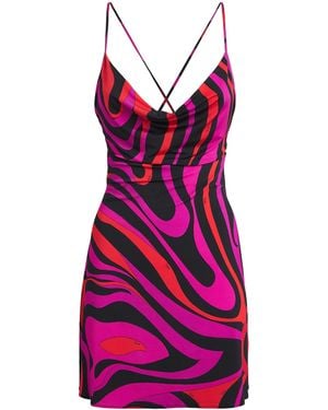 PUCCI Satin Marmo Mini Dress - Purple