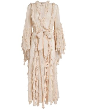 Alice + Olivia Ruffle Cher Maxi Robe - Natural
