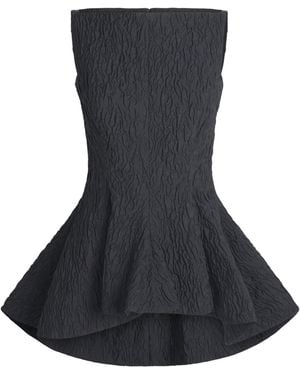 ROKSANDA Cloqué Peplum Axo Top - Black
