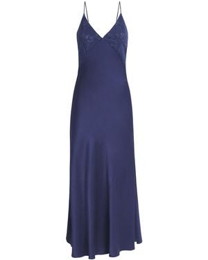 Bocan Satin Lace-Trim Sonya Slip Dress - Blue