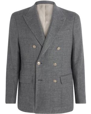 Eleventy Linen-Wool-Silk Blazer - Grey