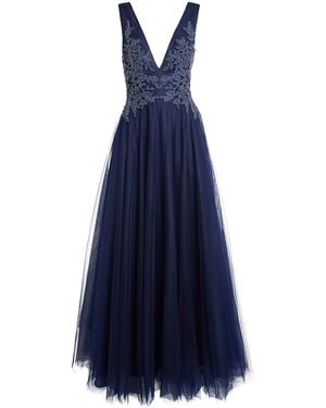 Costarellos Tulle Graciella Gown - Blue