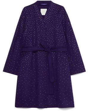 Marina Rinaldi Virgin Wool-Cashmere Embellished Coat - Purple