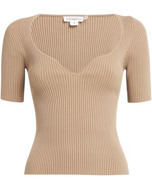 GOOD AMERICAN Stretch Rib-Knit Virgo Top - Natural