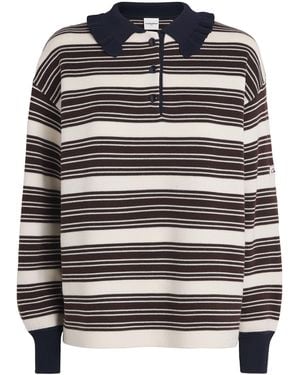Claudie Pierlot Knitted Stripe Polo Shirt - Blue