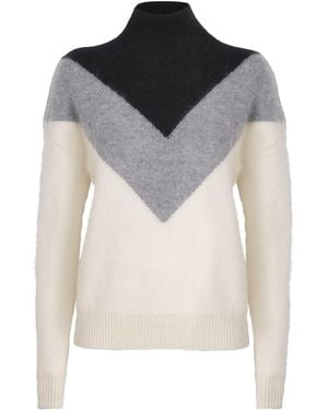 Theory Cashmere Chevron Rollneck Jumper - White