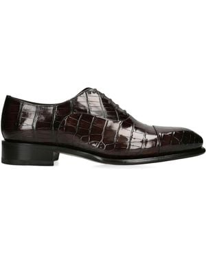 Santoni Leather Carter Oxford Shoe - Brown
