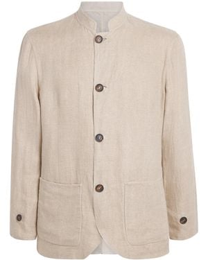 Eleventy Linen-Silk Reversible Jacket - Natural
