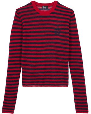 The Kooples Mohair-Blend Striped Jumper - Red