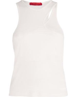 MAX&Co. Stretch-Cotton Cut-Out Tank Top - White