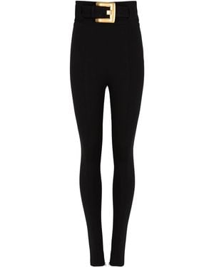 Balmain Stretch Belted Slim Trousers - Black