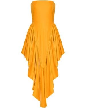 Alaïa Velvet Bustier Triangle Midi Dress - Yellow