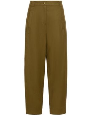 Max Mara Stretch-Cotton Barrel Trousers - Green
