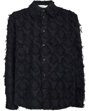 Séfr Fringed Cotton Twill Wes Shirt - Black