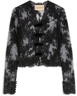 Valentino Lace Floral Shirt - Black