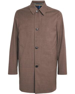 Paul Smith Wool Gilet-Lined Mac Coat - Brown