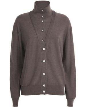 Source Unknown Layered Fabbie Cardigan - Brown