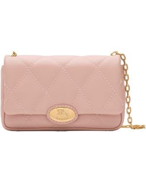 Burberry Leather Quilted Ekd Clutch Bag - Pink
