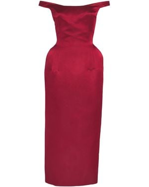 Magda Butrym Silk Off-The-Shoulder Corset Midi Dress - Red