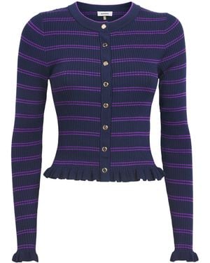 Sandro Knitted Stripe Cardigan - Blue