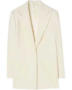 Burberry Wool Grain De Poudre Pinstripe Jacket - White