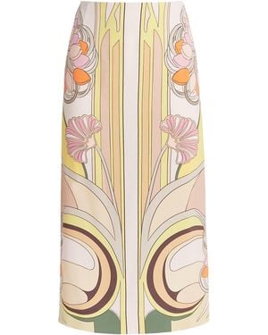 La DoubleJ Tulip Print Pencil Midi Skirt - White