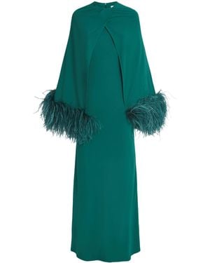 16Arlington Feather Cape Adelar Gown - Green