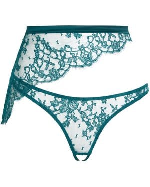 Coco De Mer Lace-Silk Open Nilima Briefs - Blue