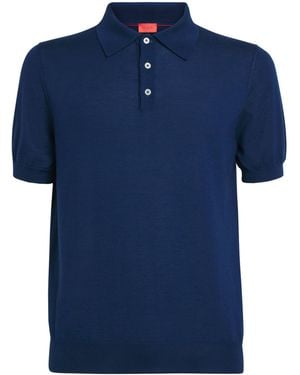 Isaia Cashmere-Silk Knit Polo Shirt - Blue